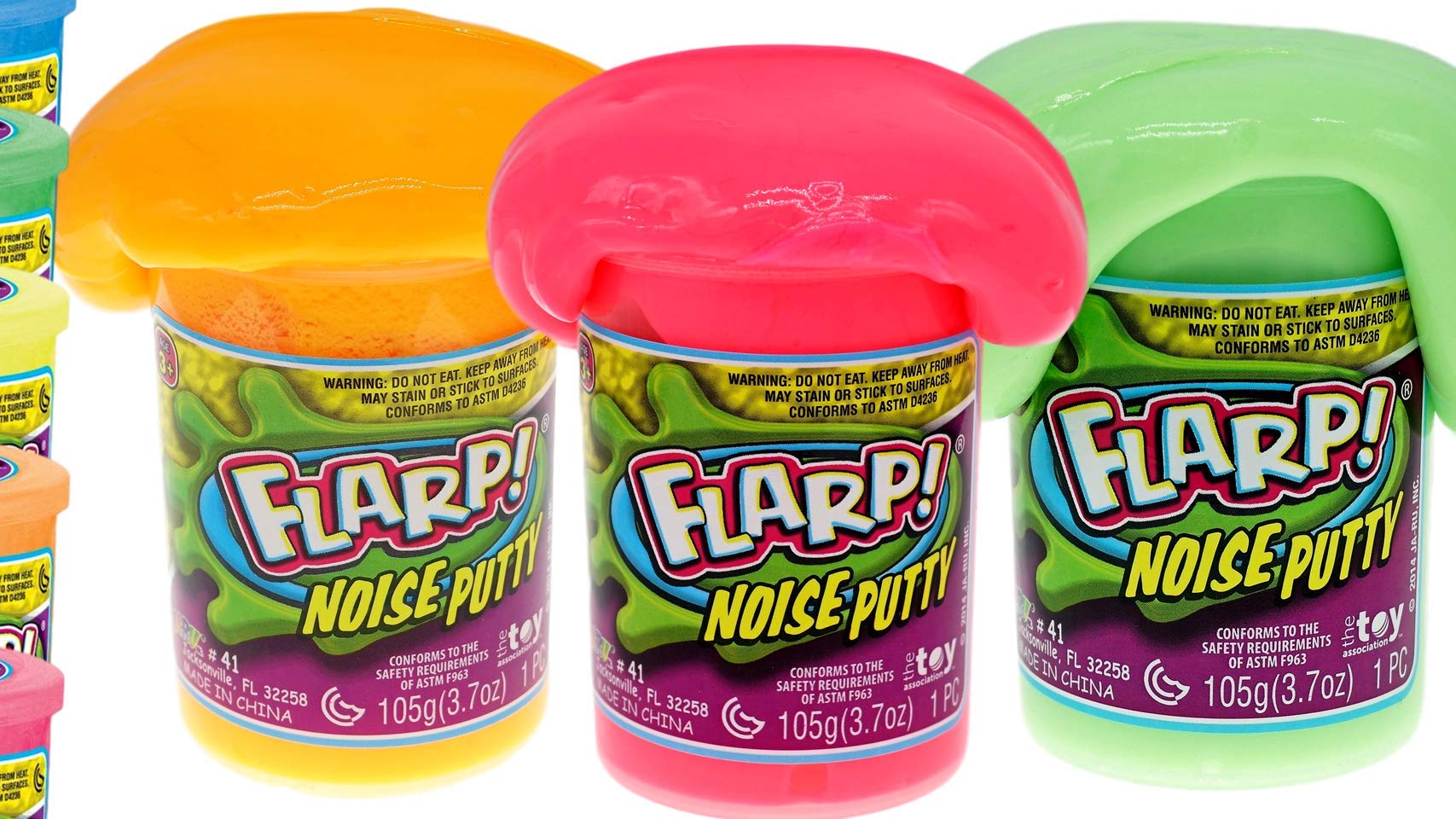 JA-RU Flarp Noise Putty (3-Pack) Scented Sensory Toy for Stress Relief & Fine Motor Skills – Assorted Neon Colors