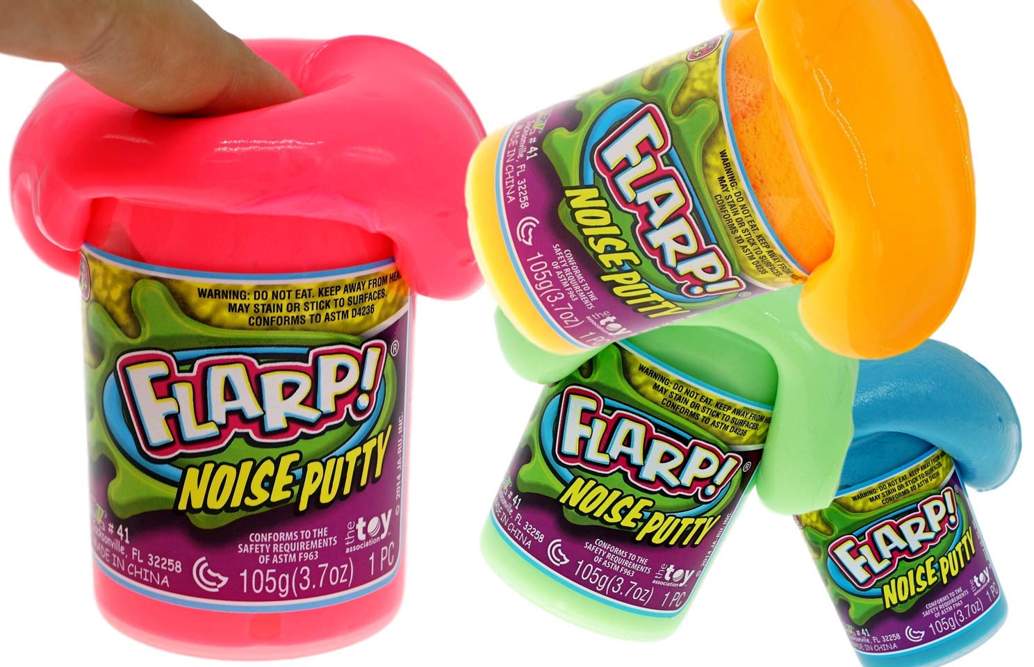 JA-RU Flarp Noise Putty (3-Pack) Scented Sensory Toy for Stress Relief & Fine Motor Skills – Assorted Neon Colors