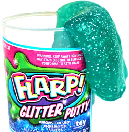 JA-RU Flarp Putty Variety Pack: Glow in the Dark, Glitter & Classic Noise Putty Fidget Toy Set (3 Units + Bouncy Ball)