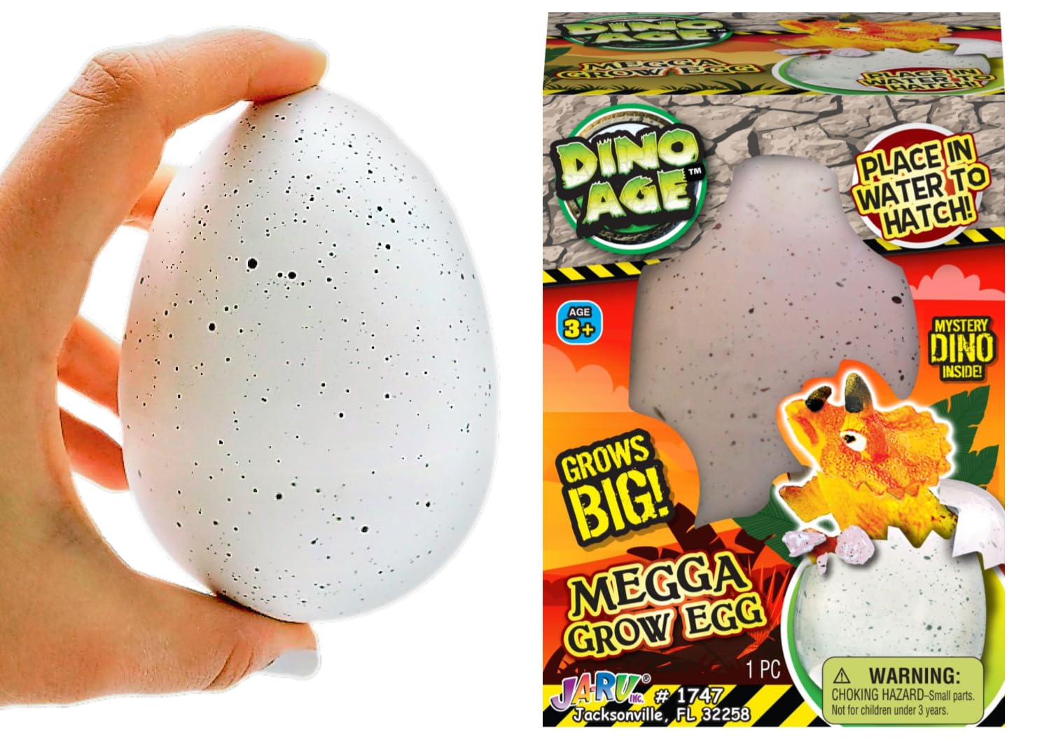 JA-RU Giant Dinosaur Egg Growing Toy - Magic Hatching Dino Surprise for Kids - 1 Egg Assorted