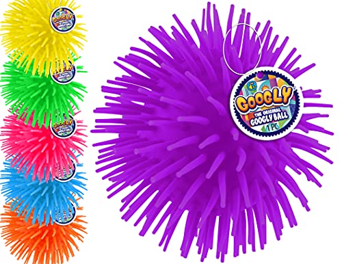 JA-RU Googly Puffer Ball 2-Pack – Stretchy Sensory Fidget Toy with Rubber Spikes and Finger Loop
