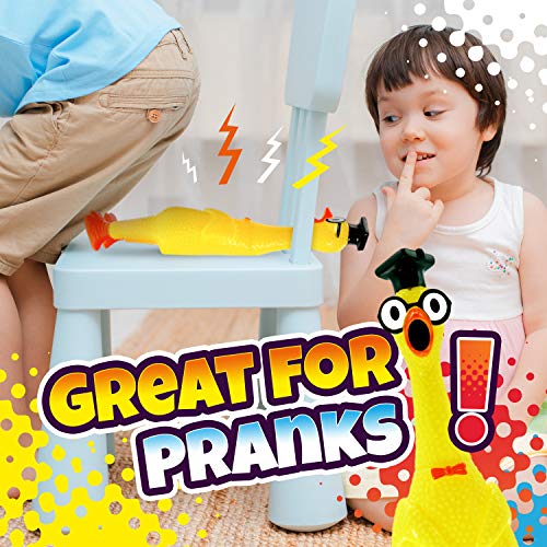 JA-RU Jumbo Squawkin Chik'n Rubber Chicken Toy (13 Inch) - Squeaky Noise Maker for Pranks, Dogs, and Stress Relief, Includes Bouncy Ball