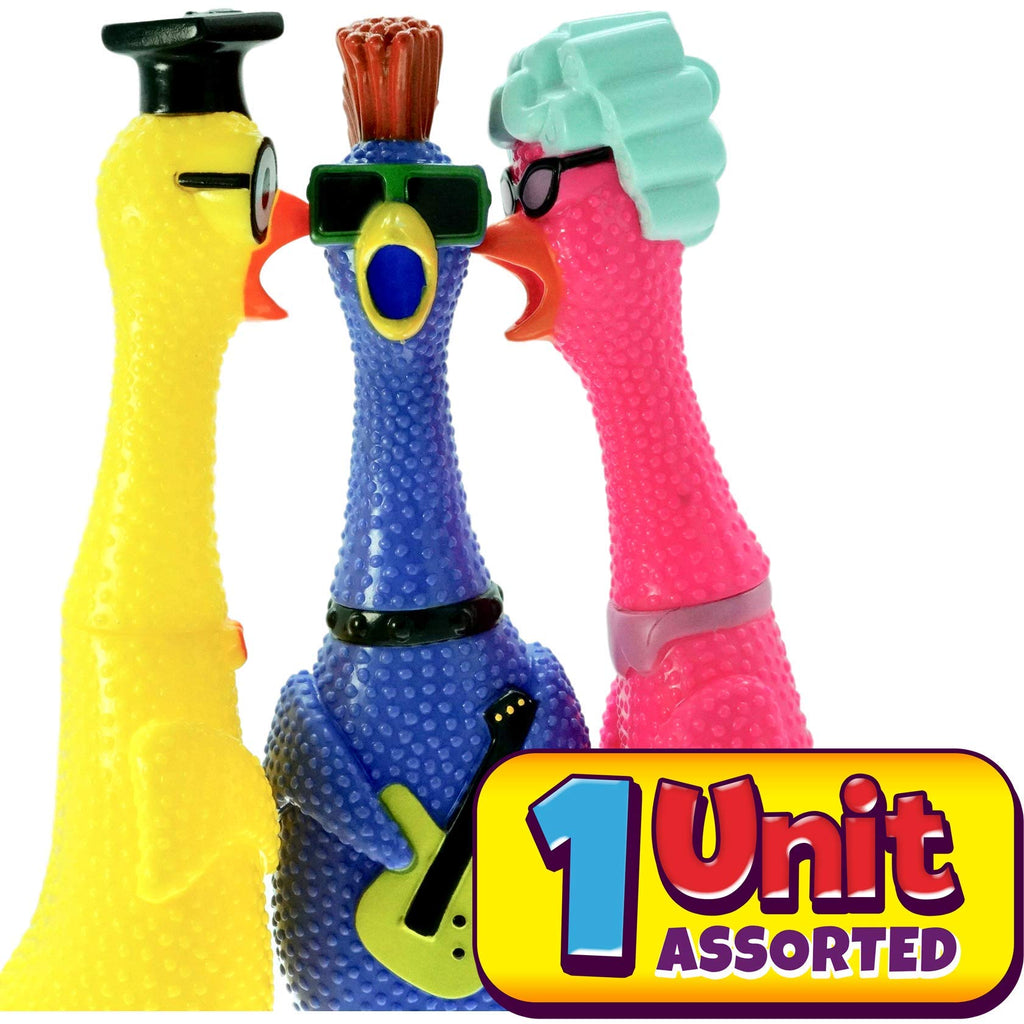 JA-RU Jumbo Squawkin Chik'n Rubber Chicken Toy (13 Inch) - Squeaky Noise Maker for Pranks, Dogs, and Stress Relief, Includes Bouncy Ball