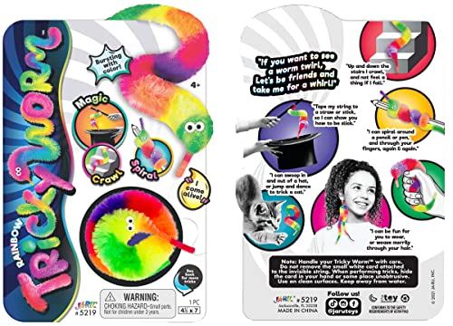 JA-RU Magic Fuzzy Worms on Strings – 4 Pack Fidget Toy for Sensory Play, Party Favors, and Pranks