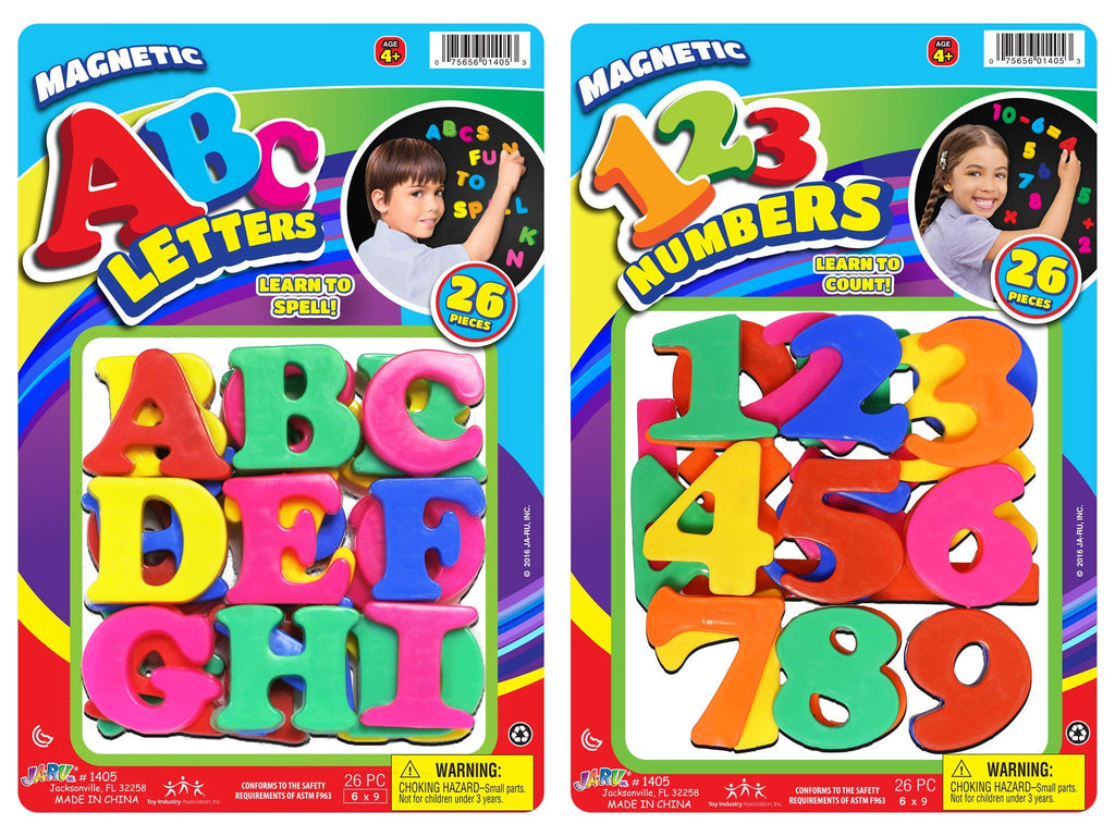 JA-RU Magnetic Letters and Numbers (2 Pack) - 52 Colorful Fridge Magnets for Kids Learning & Classroom