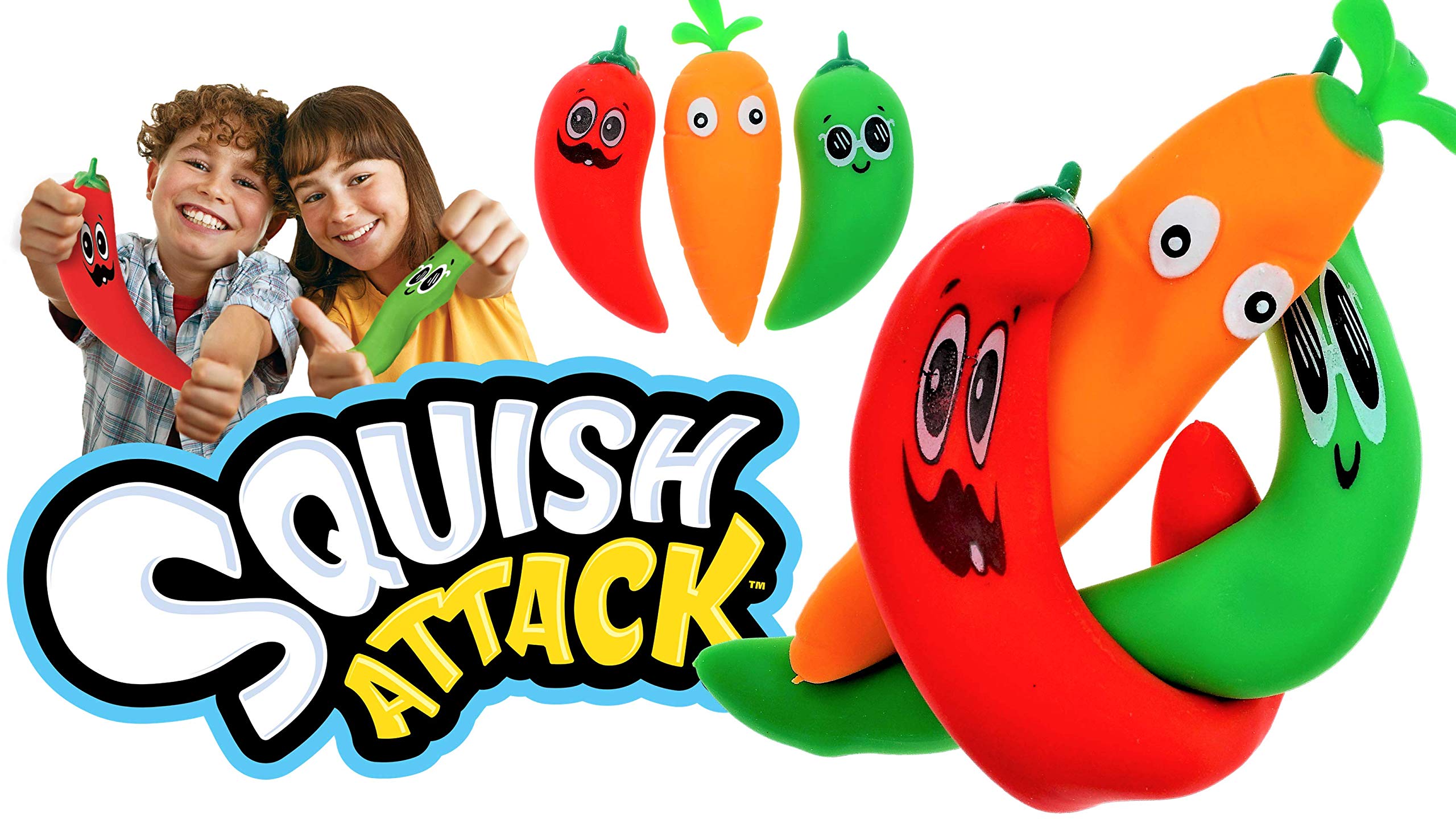 JA-RU Stretchy Peppers 2-Pack: Squishy Sensory Fidget Toys for Stress Relief, Autism, and Party Favors