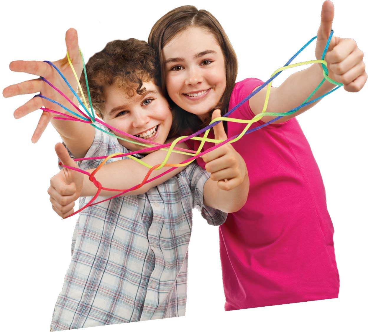 JA-RU Stringy Majiggy Cats Cradle - 6 Pack of 65-Inch Rainbow Neon String Toys with Bouncy Ball