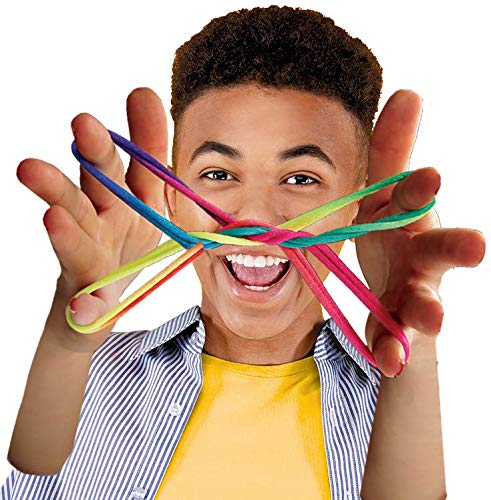 JA-RU Stringy Majiggy Cats Cradle - 6 Pack of 65-Inch Rainbow Neon String Toys with Bouncy Ball
