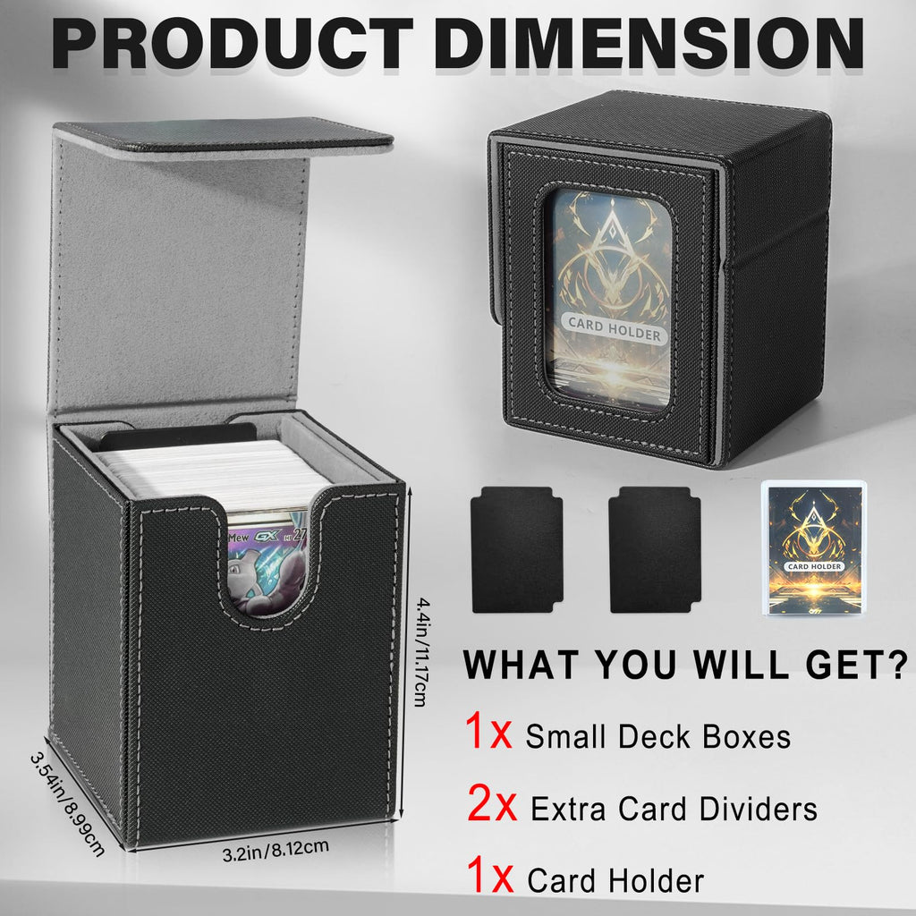 Jaffzora Magnetic Commander Deck Box – Holds 100 Double-Sleeved MTG Cards, Black & Grey
