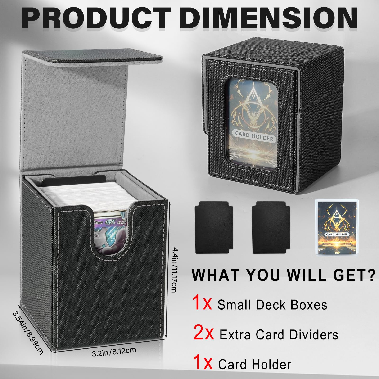 Jaffzora Magnetic Commander Deck Box – Holds 100 Double-Sleeved MTG Cards, Black & Grey