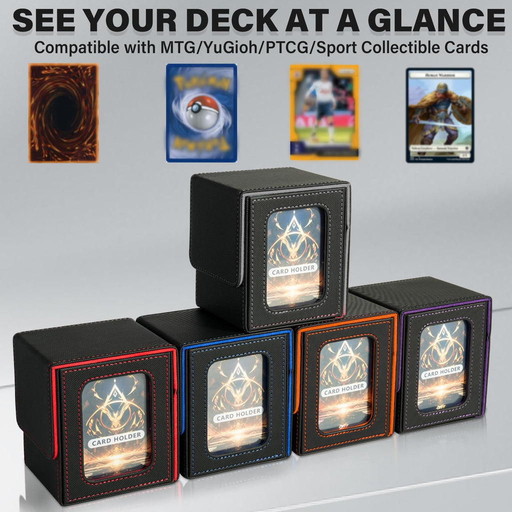 Jaffzora Magnetic Commander Deck Box – Holds 100 Double-Sleeved MTG Cards, Black & Grey