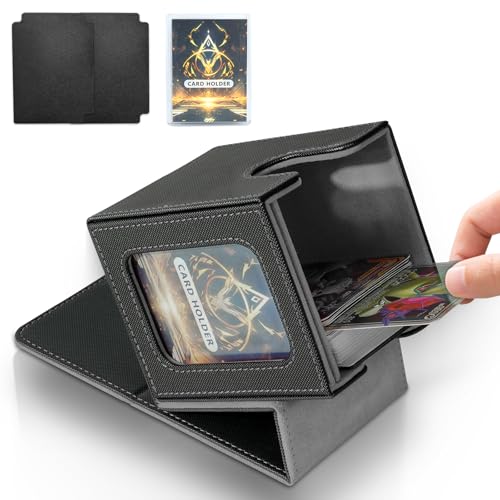 Jaffzora Magnetic Commander Deck Box – Holds 100 Double-Sleeved MTG Cards, Black & Grey
