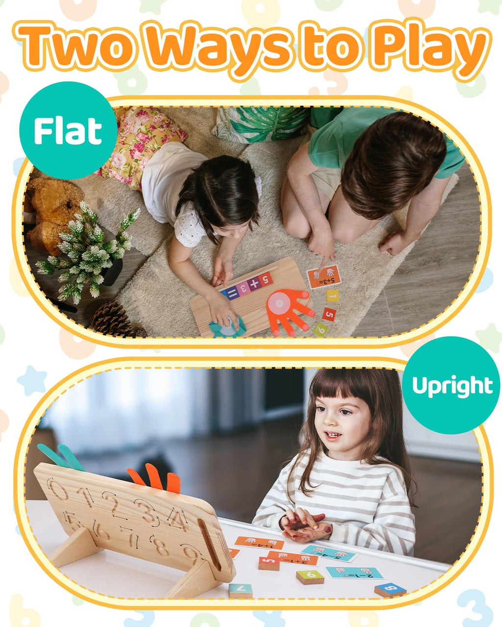 JAiiMen Double-Sided Montessori Math Board – Finger Counting & Number Tracing Toy for Toddlers 2-5
