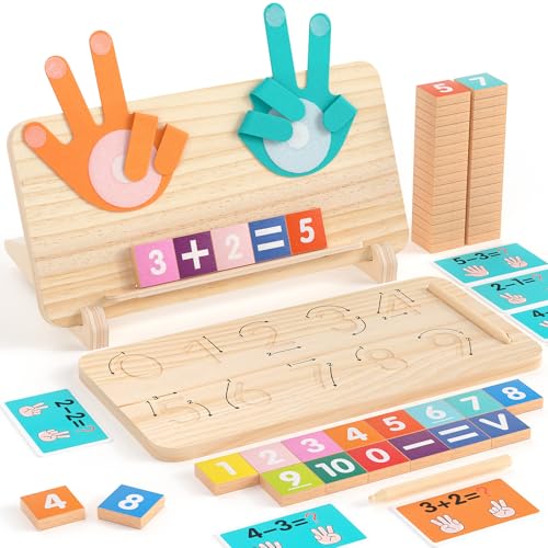 JAiiMen Double-Sided Montessori Math Board – Finger Counting & Number Tracing Toy for Toddlers 2-5