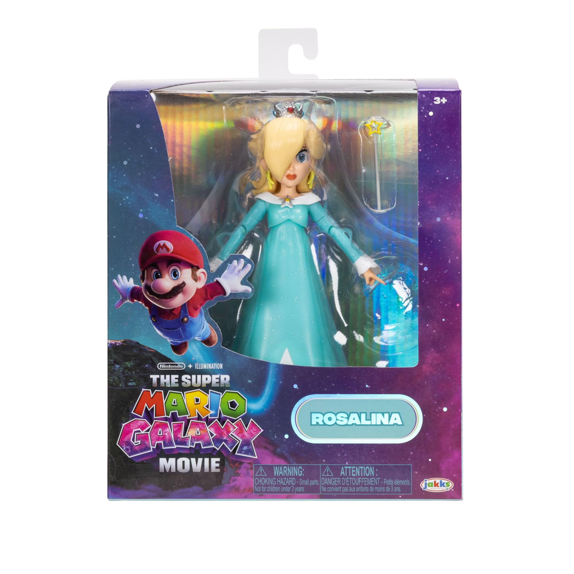 JAKKS Pacific Super Mario Galaxy 5-inch Mario Action Figure with Glow-in-the-Dark Luma Star – 22 Points of Articulation