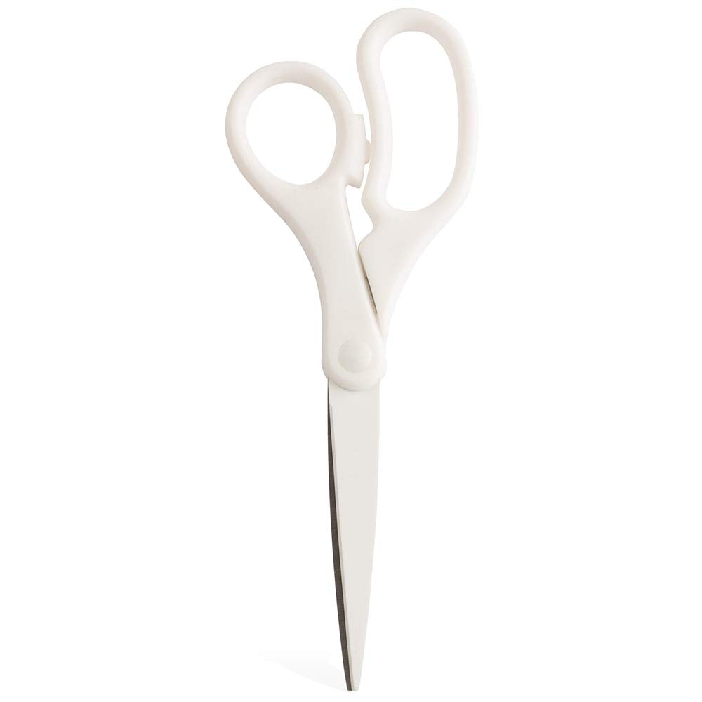 JAM PAPER 8-Inch Precision Scissors, White, Ergonomic Comfort Grip, Stainless Steel Blades – Single Pair