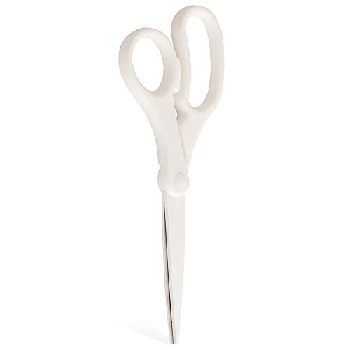 JAM PAPER 8-Inch Precision Scissors, White, Ergonomic Comfort Grip, Stainless Steel Blades – Single Pair