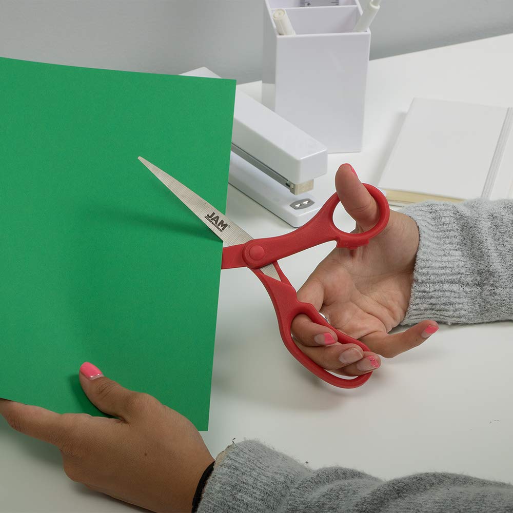 JAM Paper 8-Inch Red Scissors - Multi-Purpose Precision with Ergonomic Handle