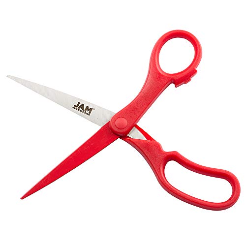 JAM Paper 8-Inch Red Scissors - Multi-Purpose Precision with Ergonomic Handle