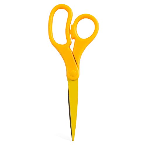 JAM Paper 8-Inch Yellow Precision Scissors with Ergonomic Comfort Grip