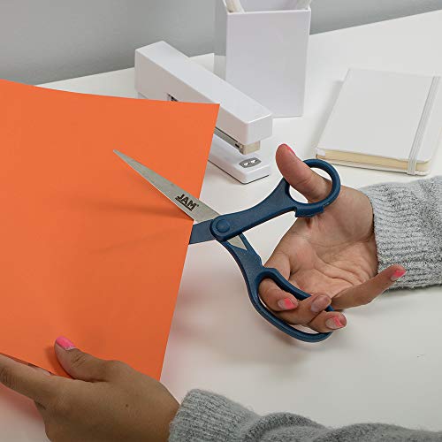 JAM Paper Navy Blue 8-Inch Precision Scissors with Ergonomic Grip