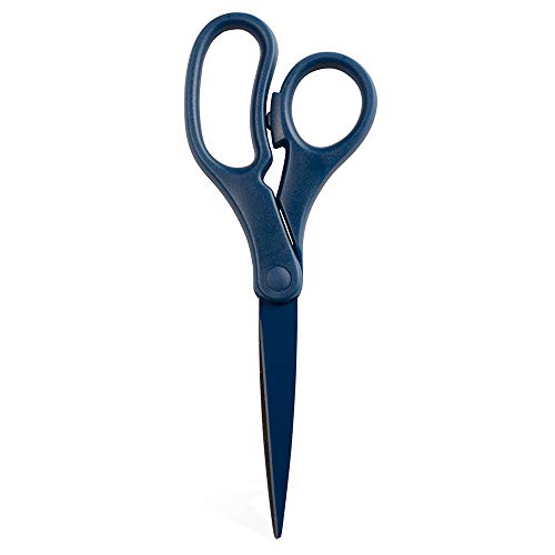 JAM Paper Navy Blue 8-Inch Precision Scissors with Ergonomic Grip