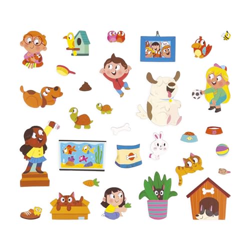 Janod Magnéti'stories Domestic Animals Magnetic Book – 30 Magnets for Kids Ages 3-8