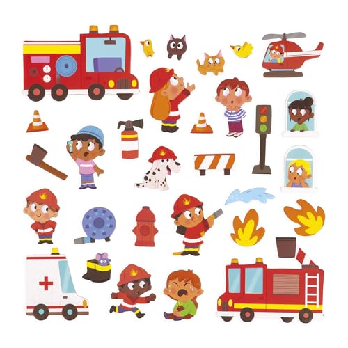 Janod Magneti'stories Firefighters Magnetic Storytelling Set – 30 Magnets & Fold-Out Scene