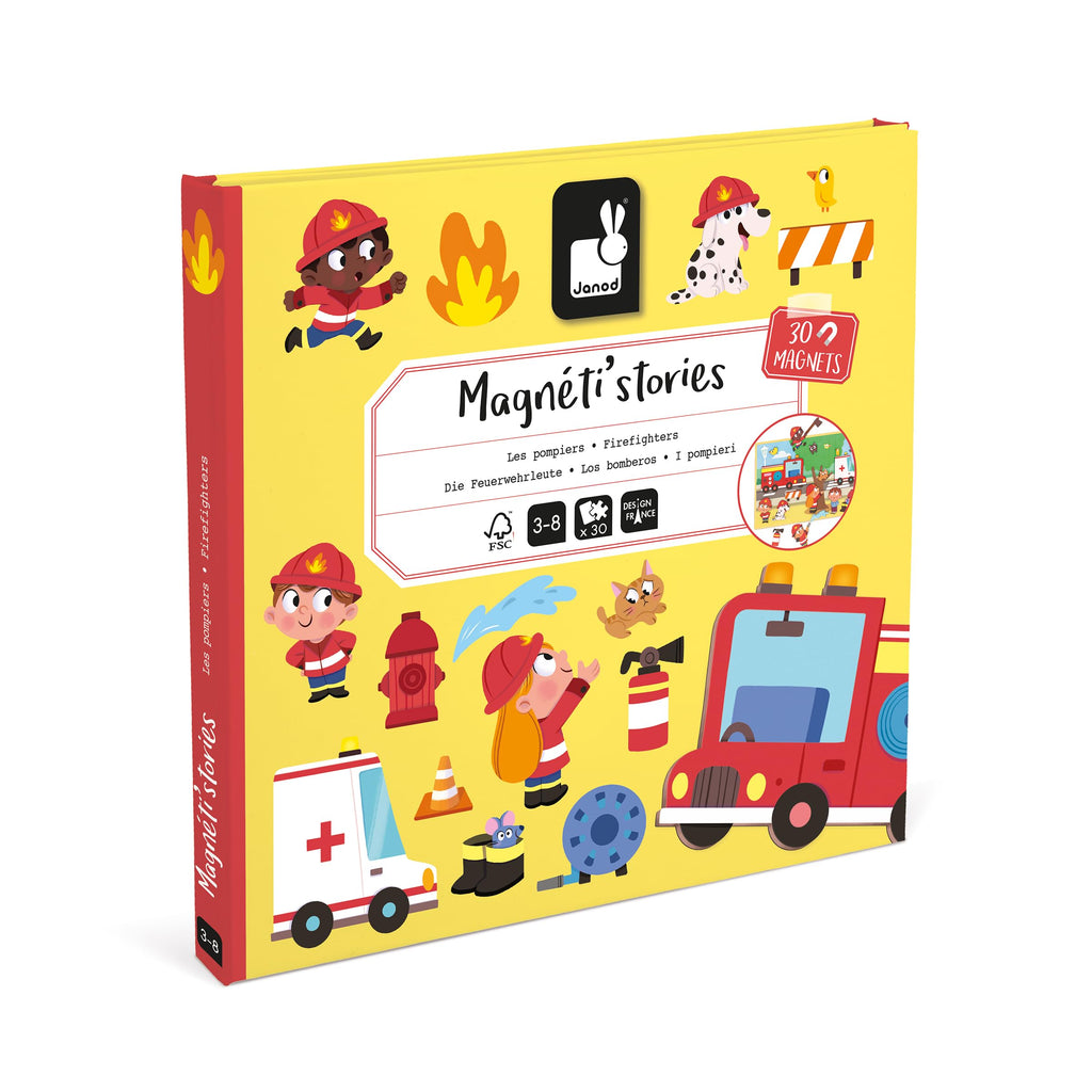 Janod Magneti'stories Firefighters Magnetic Storytelling Set – 30 Magnets & Fold-Out Scene