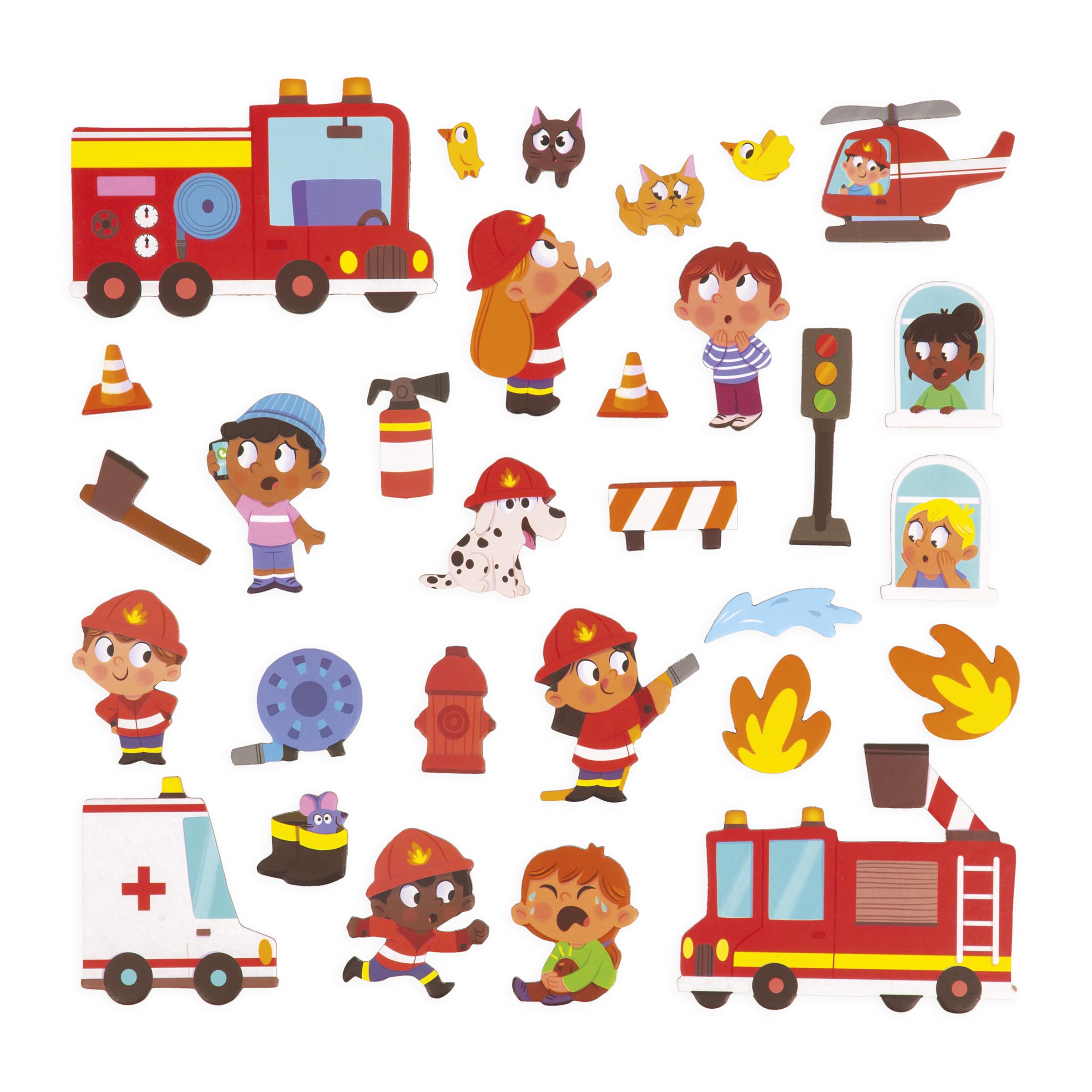 Janod Magneti'stories Firefighters Magnetic Storytelling Set – 30 Magnets & Fold-Out Scene