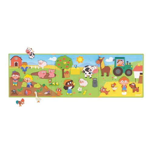 Janod Magneti'stories The Farm - Magnetic Book with 30 Magnets for Kids Ages 3-8