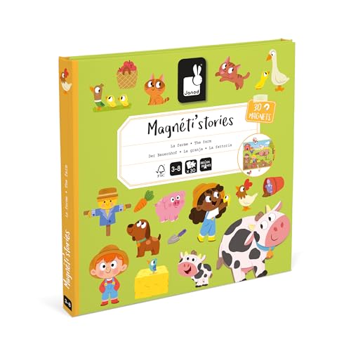 Janod Magneti'stories The Farm - Magnetic Book with 30 Magnets for Kids Ages 3-8