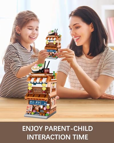Japanese Ramen Shop Mini Building Blocks Set (412 Pieces) - noziaa Creative Street View Model for Kids & Adults