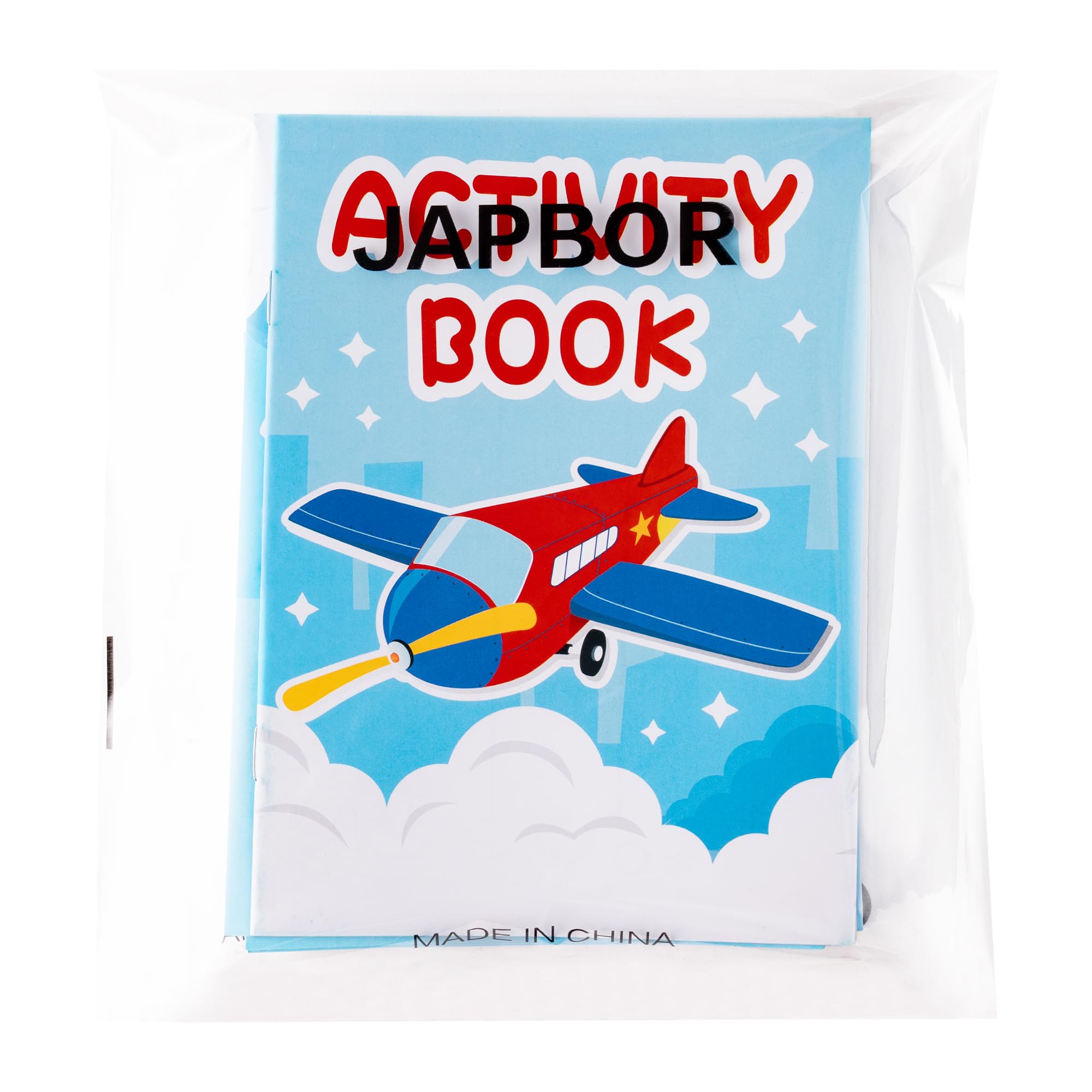 JAPBOR 24-Pack Mini Airplane Coloring Books for Kids Party Favors - 6 Designs, Activity Games Included