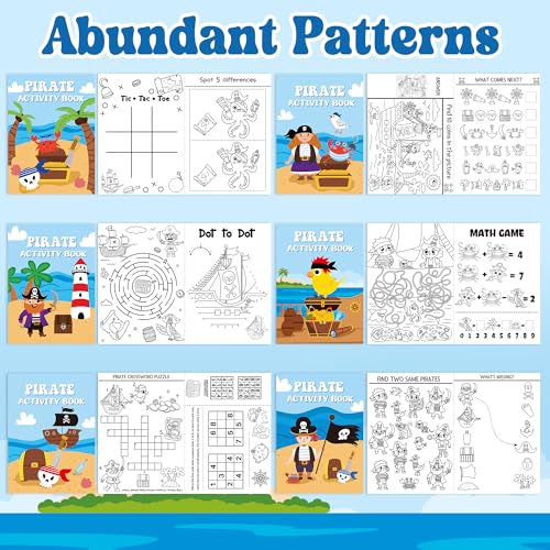 JAPBOR 24-Pack Mini Pirate Activity Coloring Books for Kids Party Favors