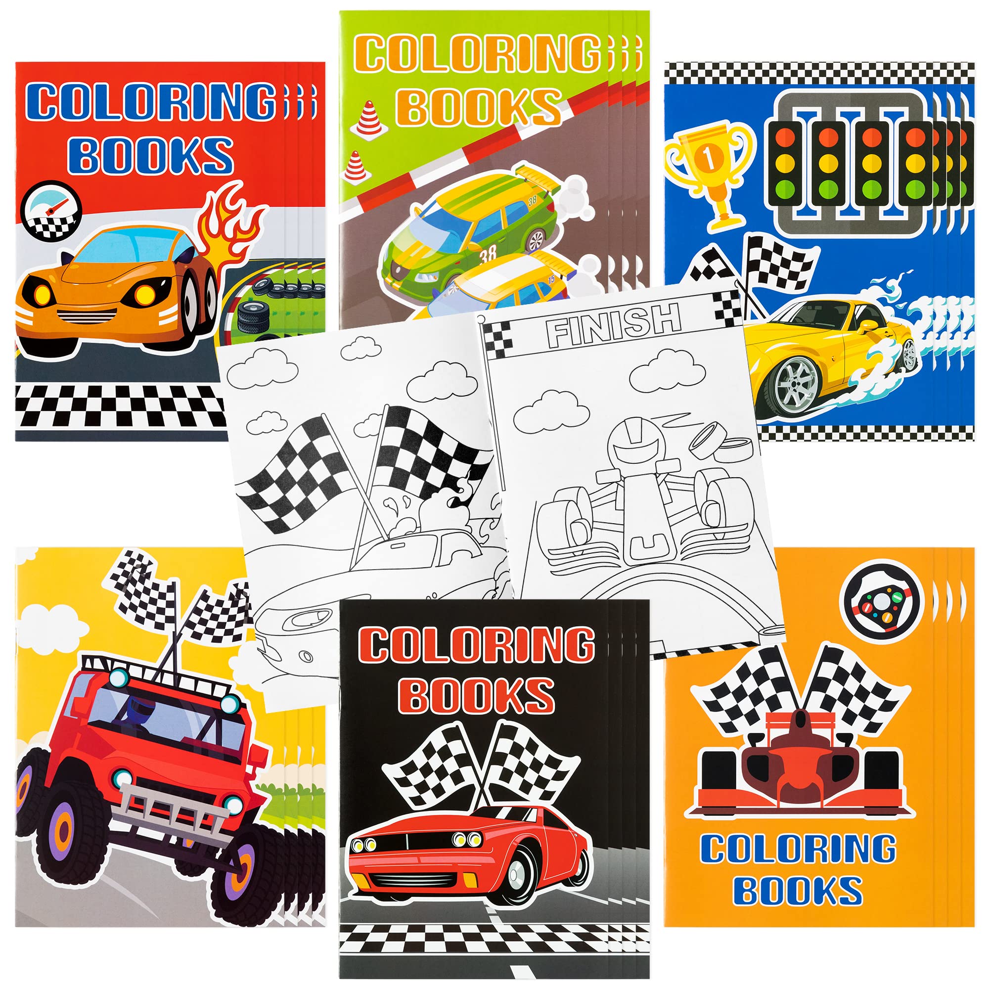 JAPBOR 24pcs Race Car Coloring Books for Kids Party Favors - Small Art Books for Goody Bags