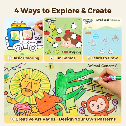 Jar Melo Toddler Coloring Books Ages 2-4: Animals & Vehicles 2-Pack with Stickers and Reward Certificate