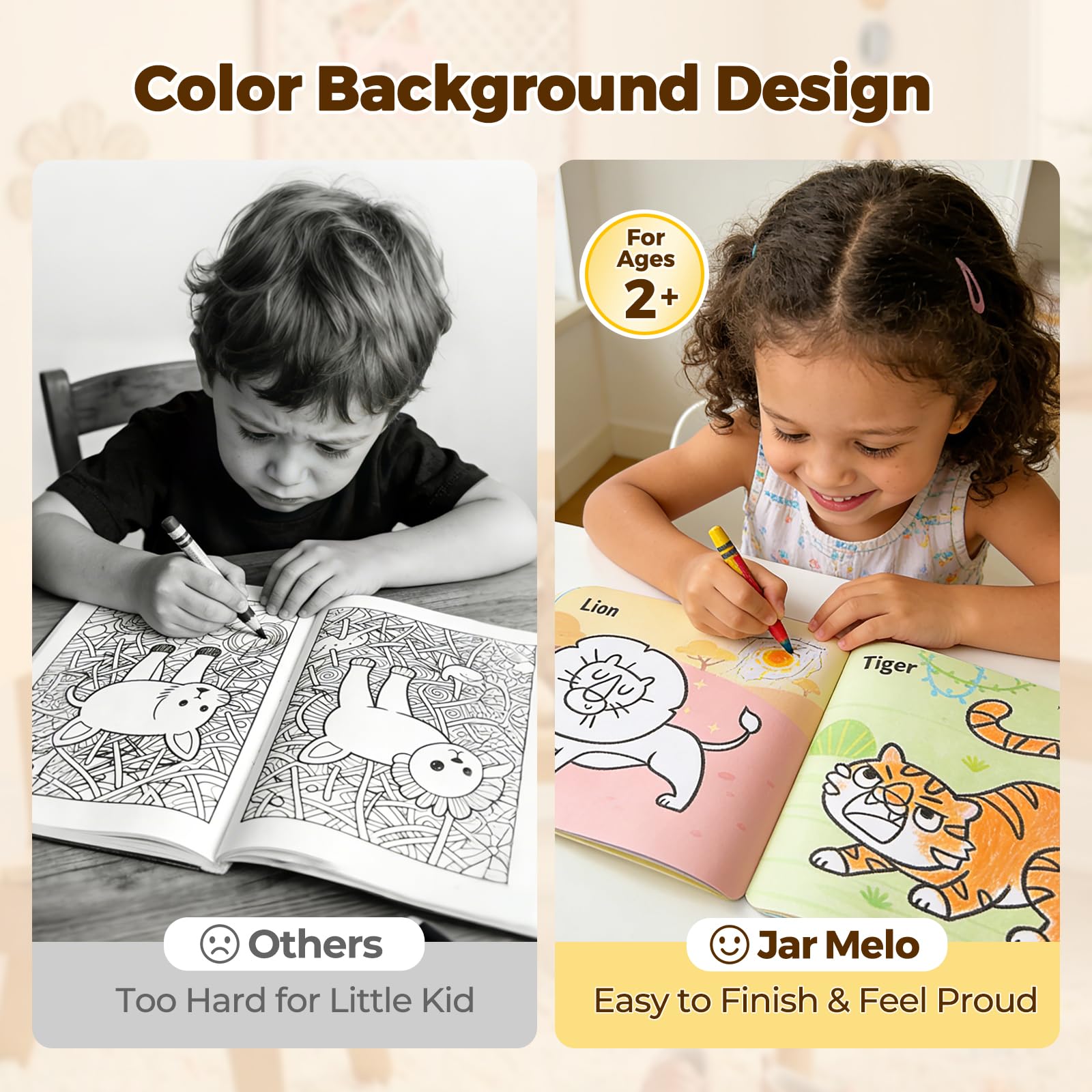 Jar Melo Toddler Coloring Books Ages 2-4: Animals & Vehicles 2-Pack with Stickers and Reward Certificate