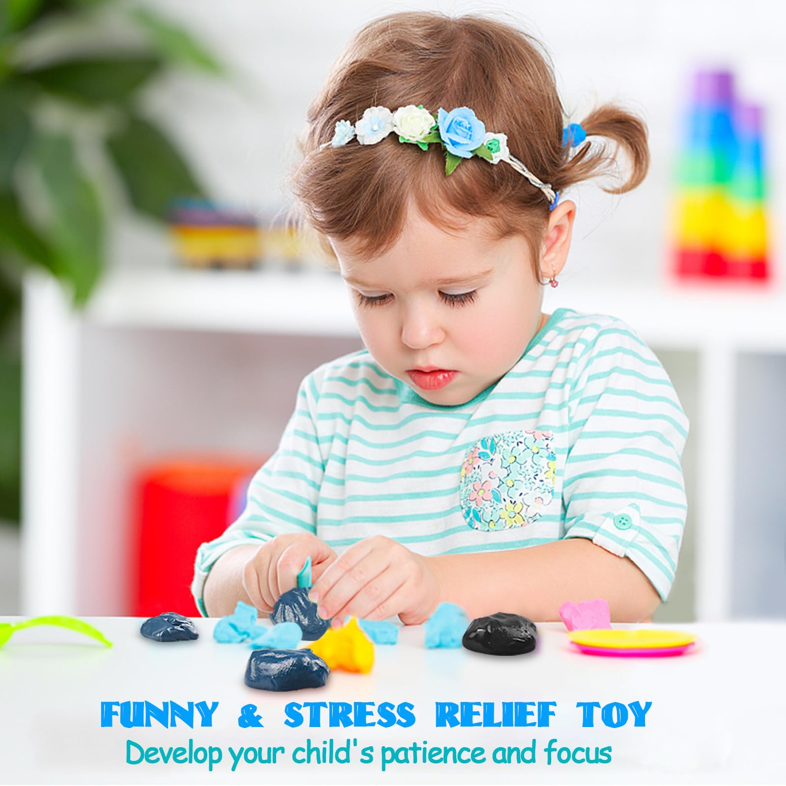 JAYEE Blue Magnetic Slime Putty – Larger Magnet, Nontoxic Silicone Stress Relief Toy for Kids & Adults