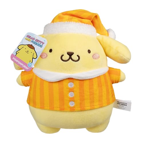 Jazwares 8-Inch Pompompurin Pajama Party Plush – Officially Licensed Sanrio Plush Toy for Ages 6+