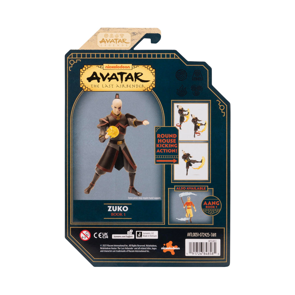 Jazwares Avatar: The Last Airbender Zuko (Book One) – 4.5-Inch Scale Action Figure with Fire Effects & Battle Action