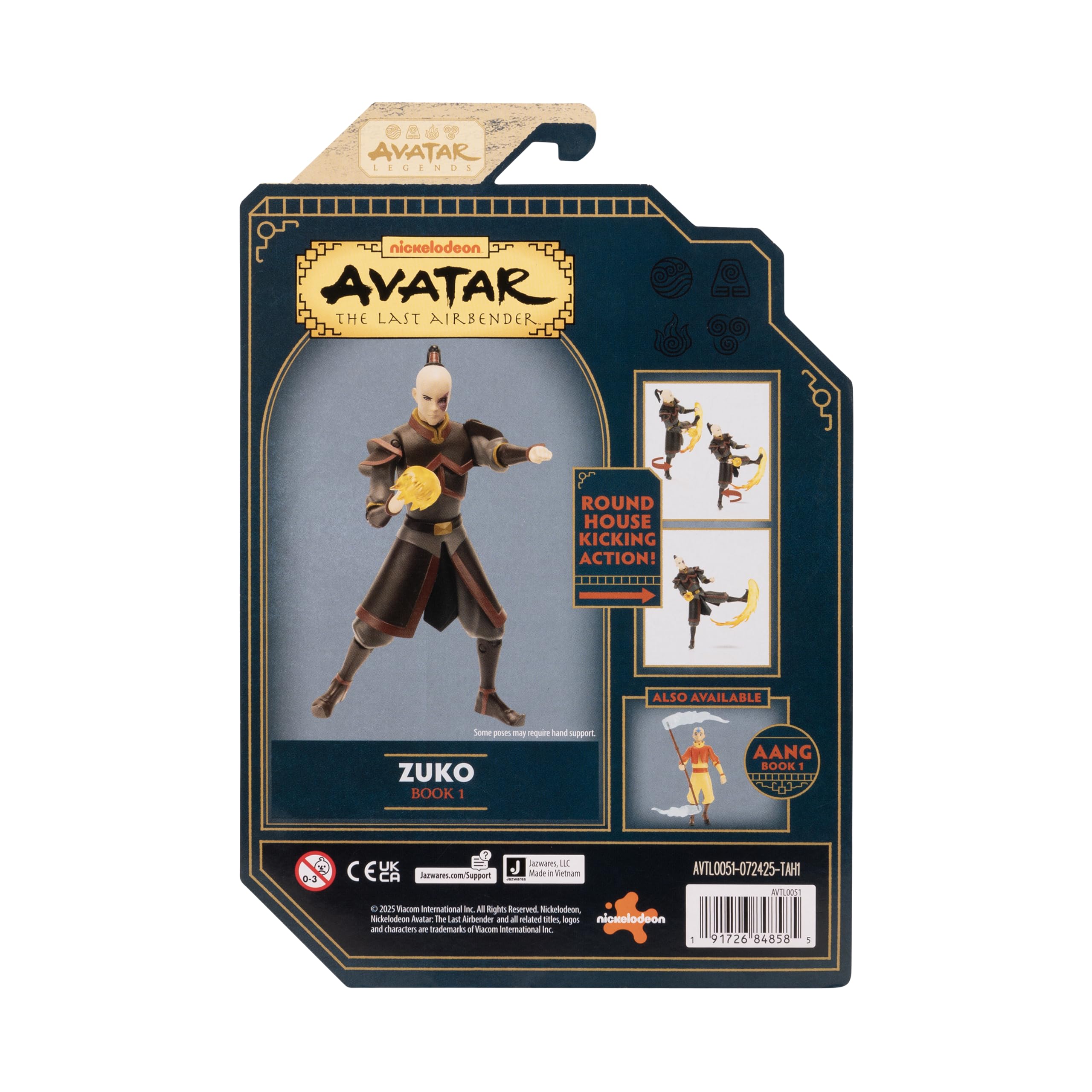 Jazwares Avatar: The Last Airbender Zuko (Book One) – 4.5-Inch Scale Action Figure with Fire Effects & Battle Action