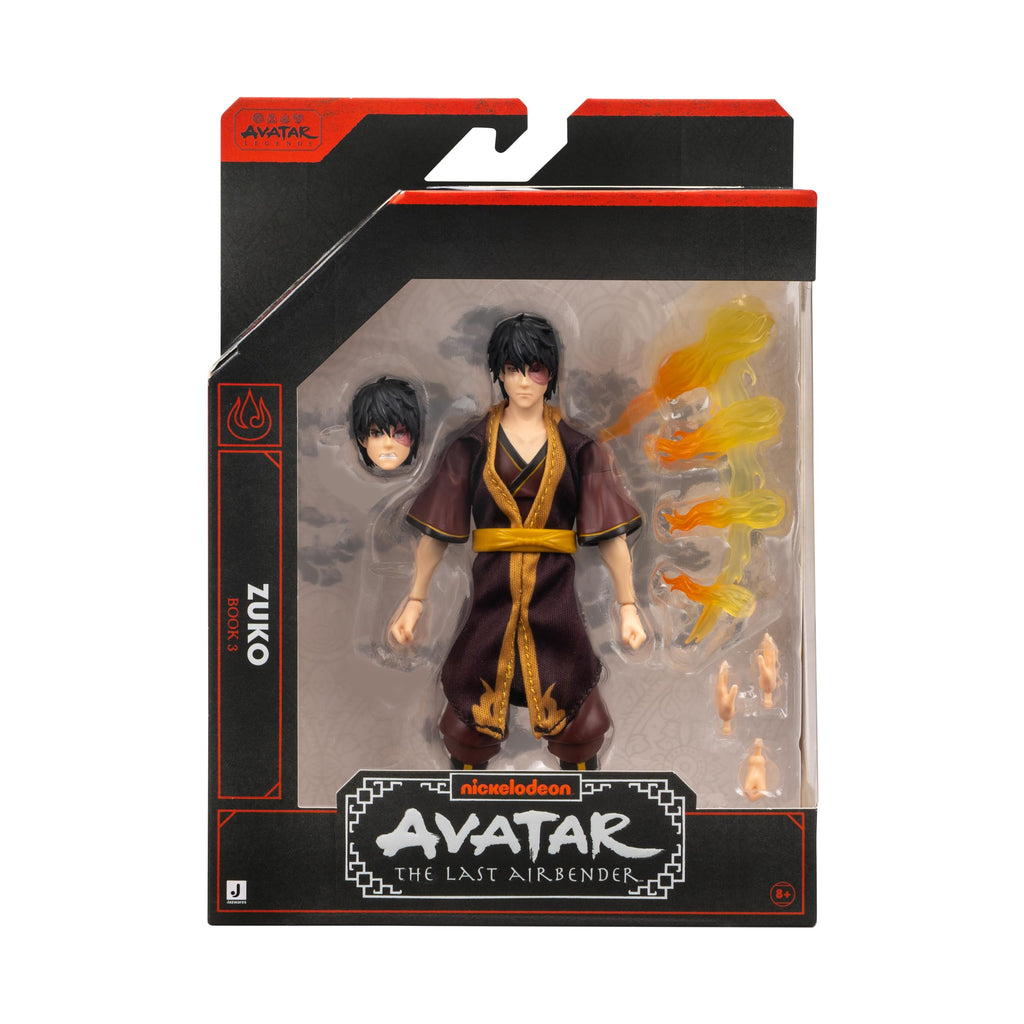 Jazwares Avatar: The Last Airbender Zuko (Book Three) 6.5-Inch Action Figure with Fire Bending Effect and Alternate Faceplate