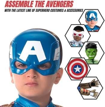 Jazwares Captain America Half Mask for Kids – Blue Superhero Mask with Molded Plastic and Elastic Band