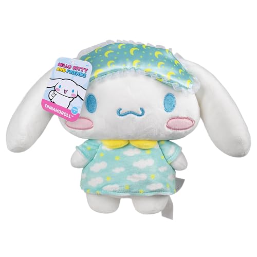 Jazwares Hello Kitty and Friends 8-Inch Cinnamoroll Pajama Party Plush – Officially Licensed Sanrio Plush Toy for Ages 6+