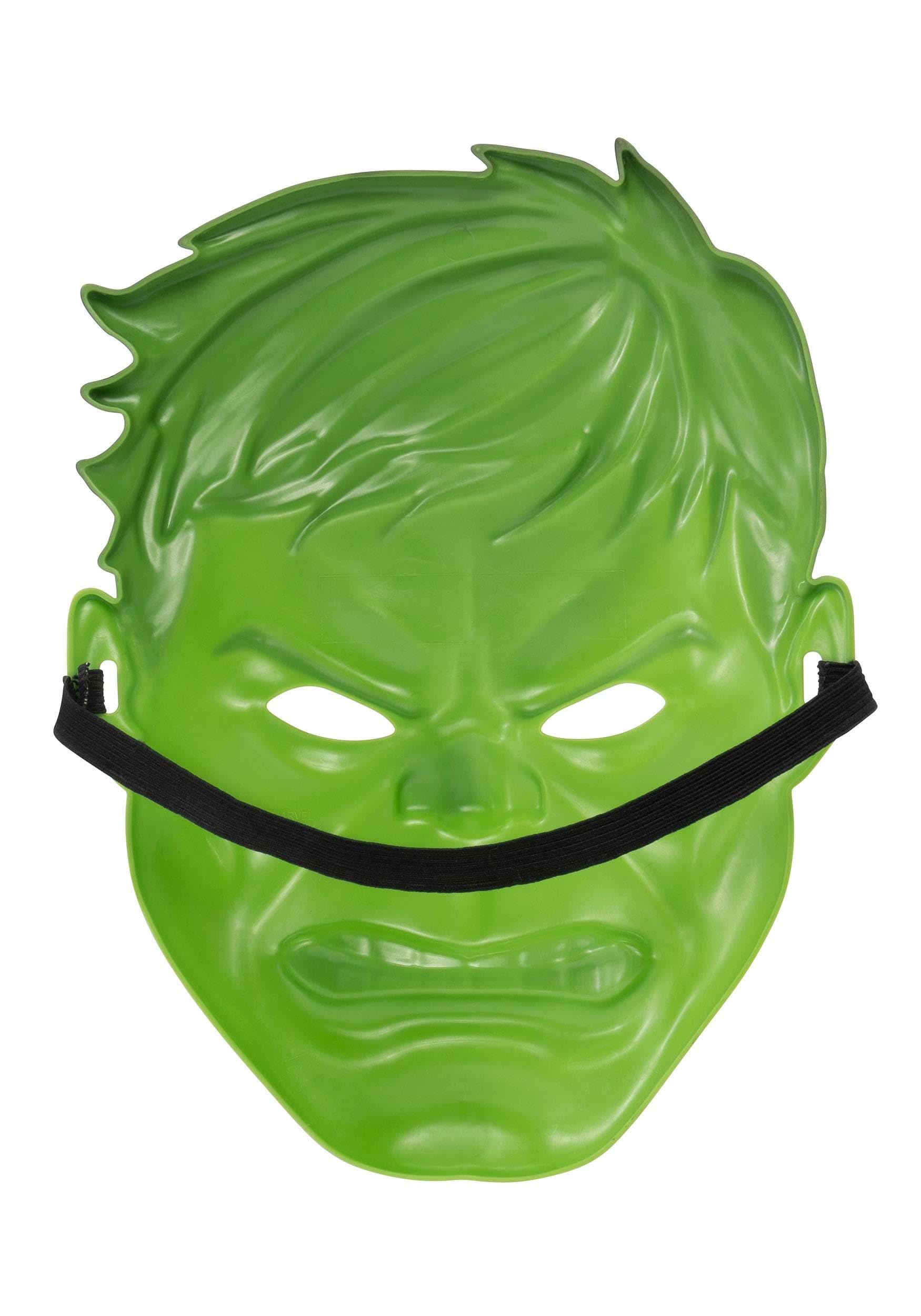 Jazwares Marvel Hulk Youth Mask – 3D Plastic with Elastic Strap, Standard Size Green