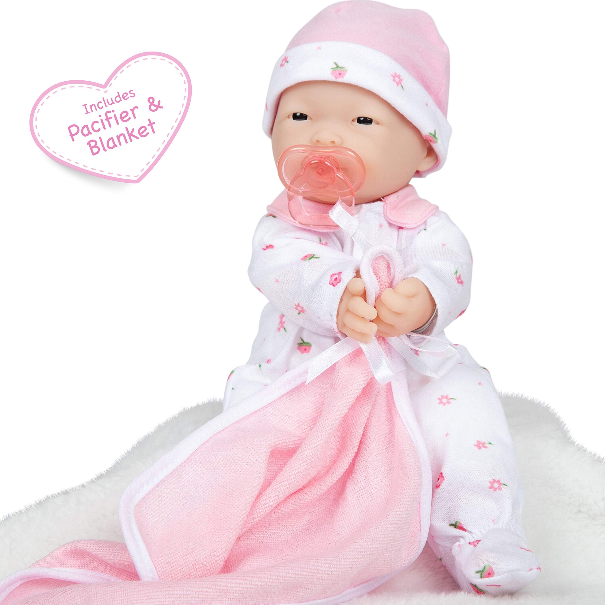 JC Toys Berenguer 11-Inch Asian La Baby Doll with Removable Outfit and Accessories