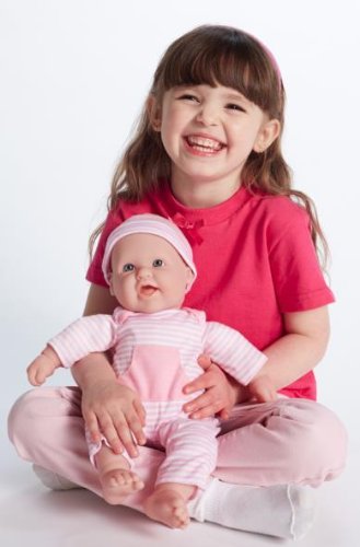 JC Toys Berenguer Boutique Light Pink Striped Doll Onesie and Hat Set – Machine Washable 2-Piece Outfit for 13 to 16 Inch Dolls
