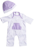 JC Toys Berenguer Boutique Purple Striped Onesie Set – Fits 14-18 Inch Dolls, Machine Washable