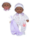JC Toys La Baby African American 11-Inch Soft Baby Doll with Purple Outfit and Accessories for Toddlers 12 Months+